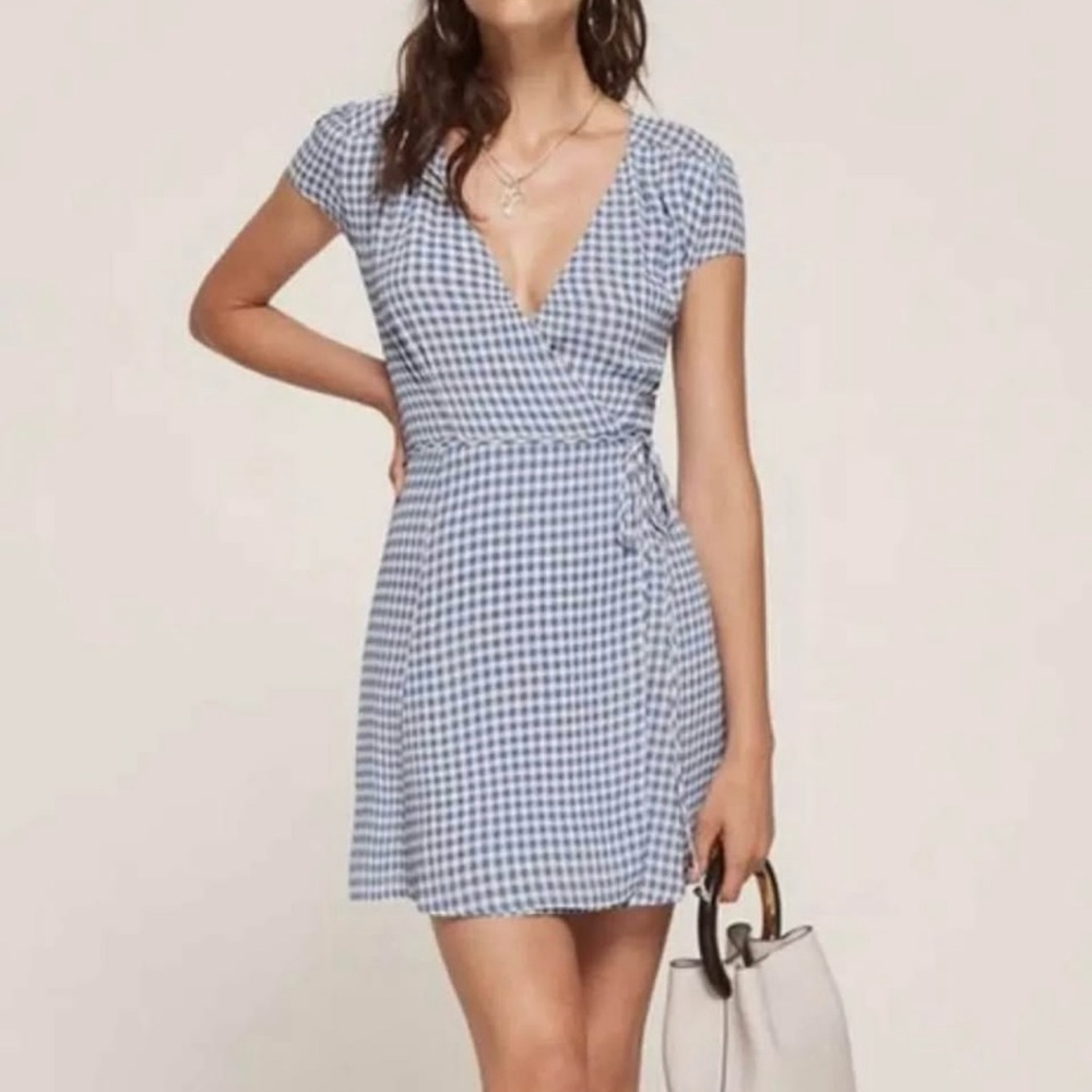 Reformation Blue Checkered Mini Dress